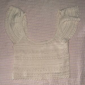 Elegant Cream Crochet Women's Top